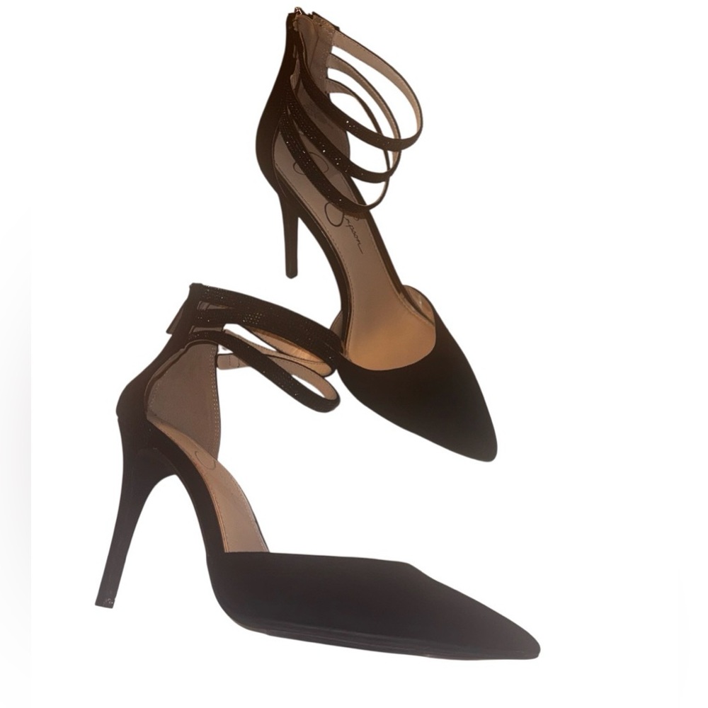 Jessica Simpson never worn sparkle black strap stilettos (9)
